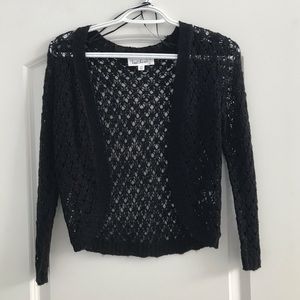 Black Crochet Knit Cardigan